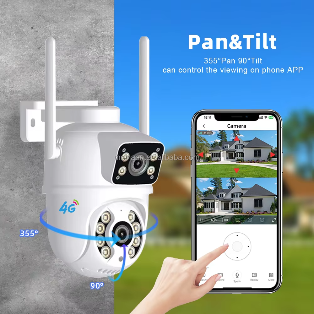 Caméra de Surveillance Extérieure Double Objectif