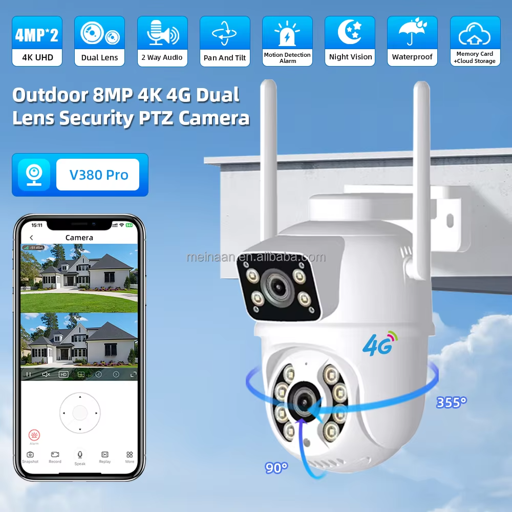 Caméra de Surveillance Extérieure Double Objectif