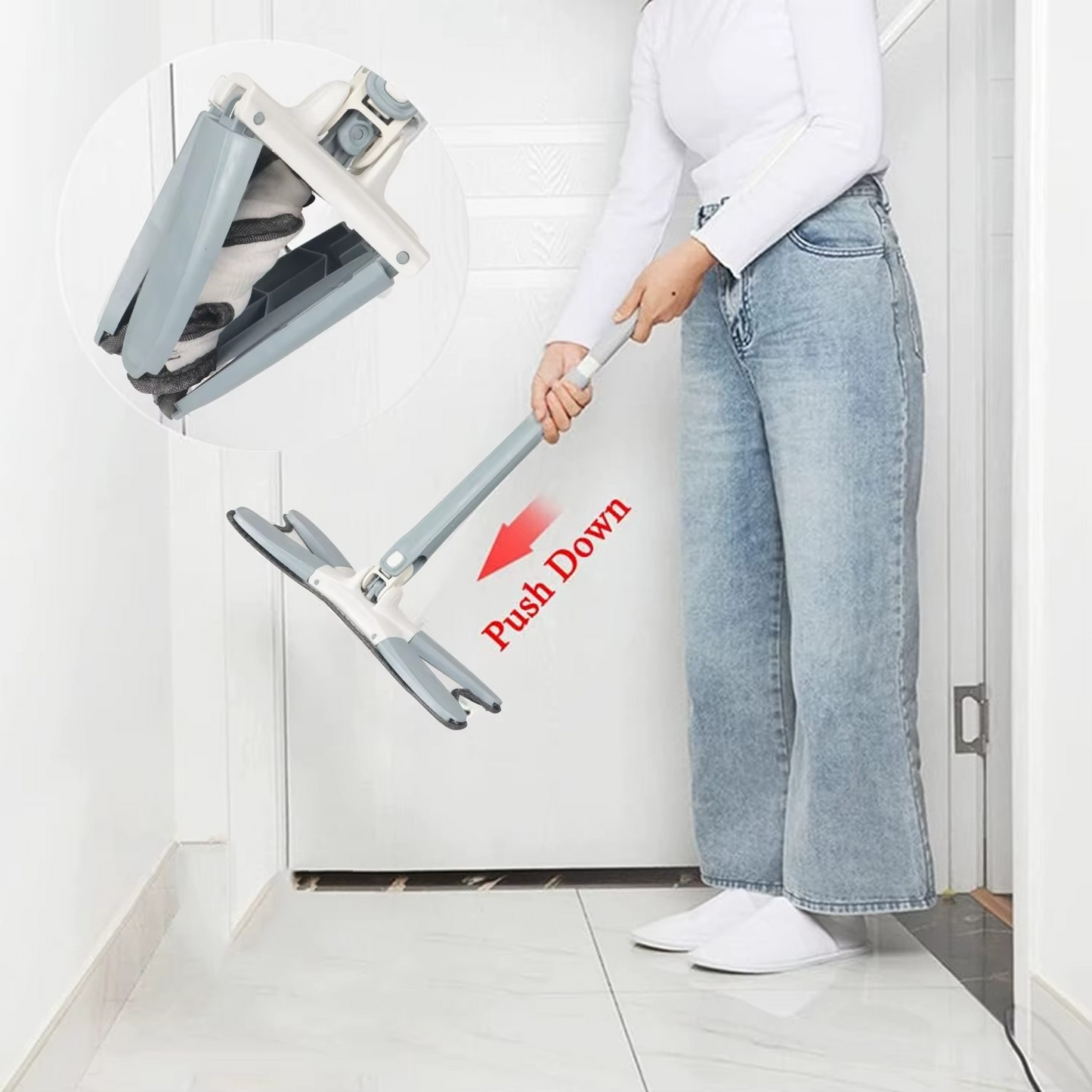 Balai Plat Microfibre 40 cm à Tige Rétractable